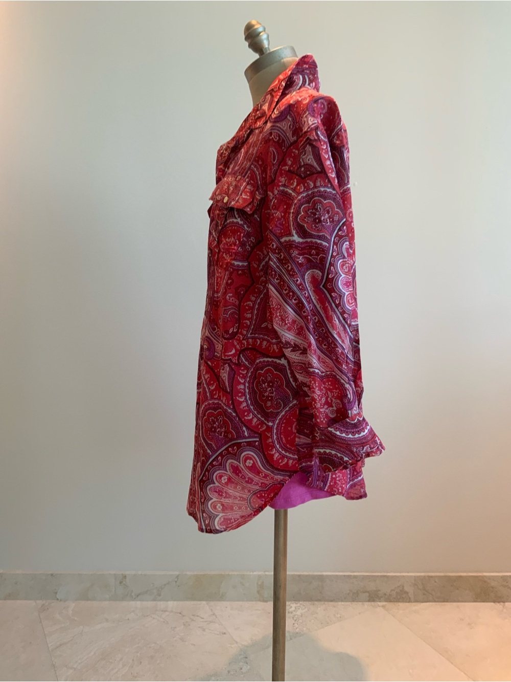 Vibrant Lauren Ralph Lauren Red Paisley Button-Front Blouse sz 3X - Picture 4 of 7